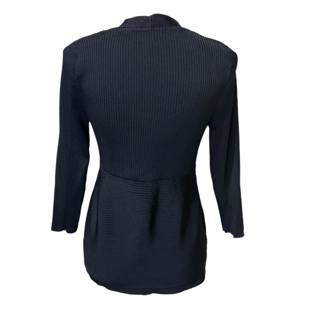 WHBM Black Ribbed V-Neck Sweater Size Large - Picture 4 of 6
